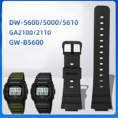 卐✉ สายนาฬิกายางสำหรับ Casio G-SHOCK DW-5600 DW5600 GW-5000 5035 GW-M5610 GA2100 GA2110 สายนาฬิกาซิลิโคนกีฬาสร้อยข้อมือ 16 มม.