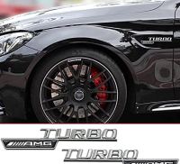 ราคาต่อ 2 ชิ้น โลโก้ติดด้านข้าง เอเอ็มจี เทอร์โบ เบนซ์ Mercedes-Benz AMG Turbo 3D side fender logo letter