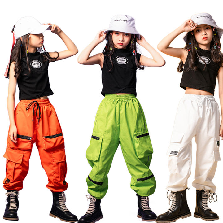 lolanta-เด็กผู้หญิงแขนกุด-crop-เสื้อหรือกางเกงเสื้อผ้าเด็กฮิปฮอปเต้นรำชุดออกกำลังกาย