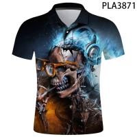 New 3D Printed Skeleton Polo Shirt Men Fashion Camisas Streetwear Casual Harajuku Hombres Short Sleeve Ropa De Hombre