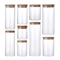 Wood Jars Lid Glass Airtight Canister Kitchen Storage Bottles Jar Sealed Food Container Tea Coffee Beans Grains Jars Orgnizer