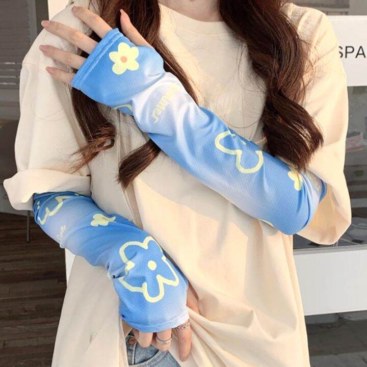 women-cute-flowers-ice-silk-arm-sleeve-uv-protection-arm-cover-cooling-warmer-running-golf-cycling-long-breathable-arm-sleeve