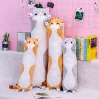 【CW】130cm Cute Soft Long Cat Pillow Plush Toys Stuffed Pause Office Nap Pillow Bed Sleep Pillow Home Decor Gift Doll for Kids Girl