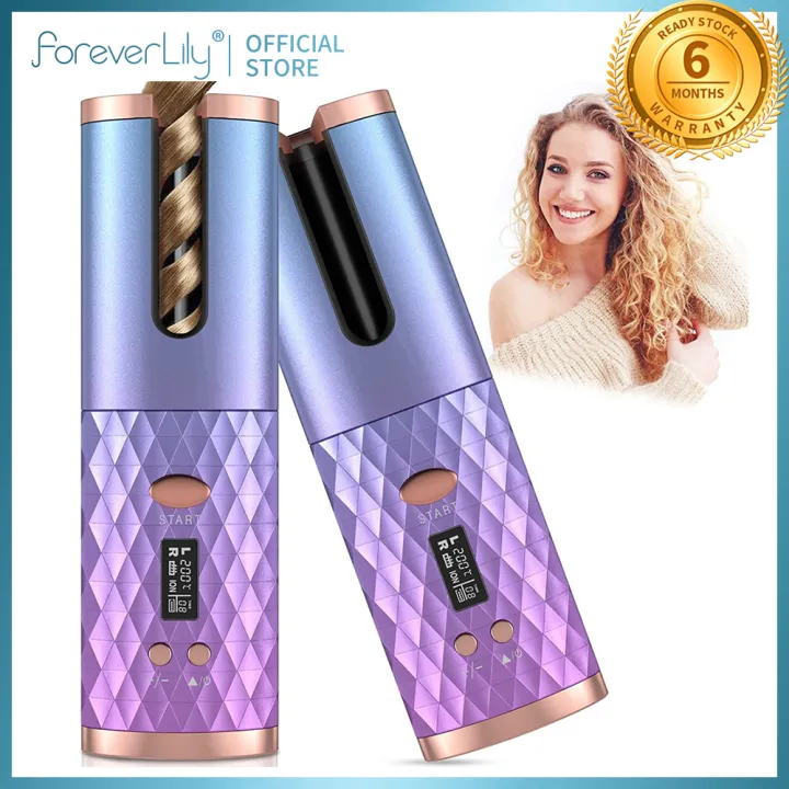 foreverlily Automatic Curling Iron Auto ShutOff USB Rechargeable