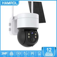 Hamrol 3MP Outdoor Solar PTZ WiFi IP Camera With Rechargeable Battery Wireless Home CCTV Seucurity Camera PIR Motion Detection iCsee APP