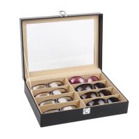 8-Grid Eye Glasses Case Faux Leather Sun Glasses Box Glasses Holder Storage Box Glasses Box Display Collection Glasses Jewelry