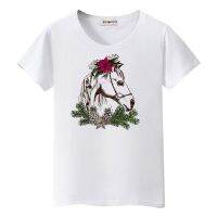 Flower Horse Beautiful Tshirt Women New Style Popular Summer Women T Shirts Hot Sale Women T-shirt Casual Top Tees  XJYK