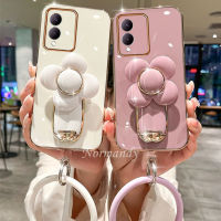 เคสโทรศัพท์หรูหราสำหรับ VIVO Y17S V29E 4G 2023ใหม่เคสโทรศัพท์มือถือชุบด้วยแฟชั่นหมุนได้ขาตั้งพับได้กังหันลมกรอบซิลิโคนนิ่มปกป้อง VIVOY17S กรอบด้านหลังกล้อง