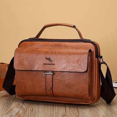 ▣┇☏ Mens casual shoulder bag large-capacity business mens bag locomotive mens bag Messenger small bag retro handbag men