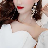 Luxury Women Sparkling CZ Diamond Earrings Set Chic Pearls Dangles Earring Jewelry For Female Girls