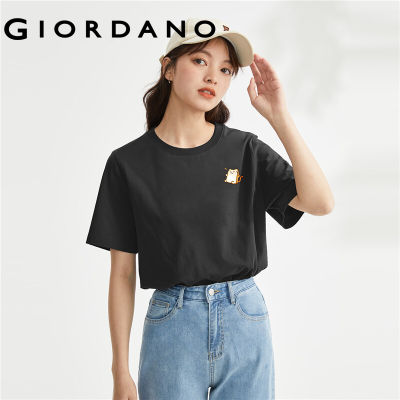 GIORDANO Men And Women Bing Jiao Series T-Shirts Short Sleeve Summer Tee Crewneck Cat Print Fashion Cotton Tshirts 99393038 vnb