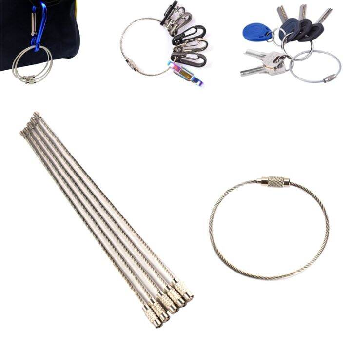 4'' 6'' 8'' keychain ring rope cable loop Stainless steel wire circle