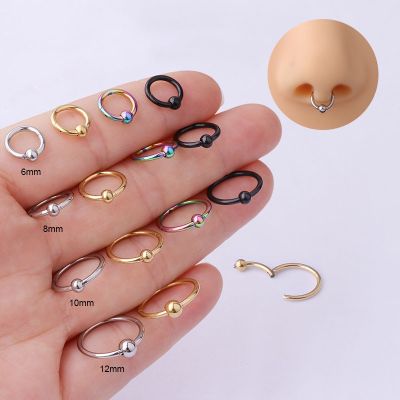 1Piece Color Sexy Nose Rings for Women Stainless Steel Nose Piercing 6-12mm Round Closed Ring Fashion Body Jewelry