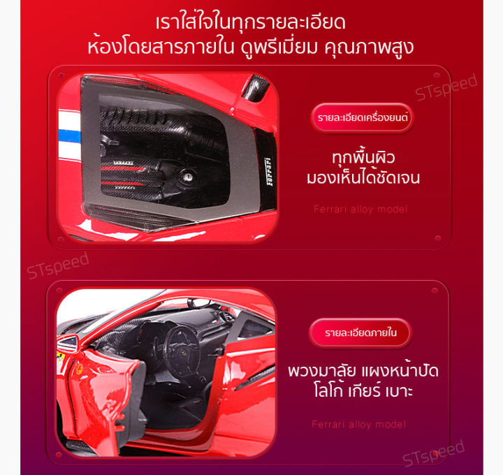 โมเดลรถเหล็ก-ferrari-ขนาด-1-24-เสมือนจริง-เปิดประตูได้-โมเดลรถยนต์-รถเหล็กโมเดล-โมเดลรถ