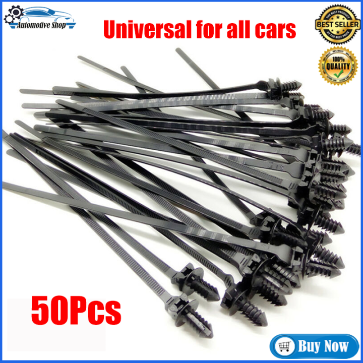 50Pcs Cable Ties Nylon Push Clips Wire Tie Released Zip Straps Car Pipe