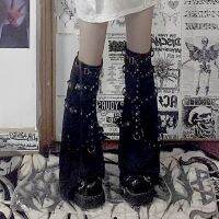 【CW】 Y2k Pu Tight Gothic Punk Leg Warmer Dark Goth Student Warmers Foot Cover