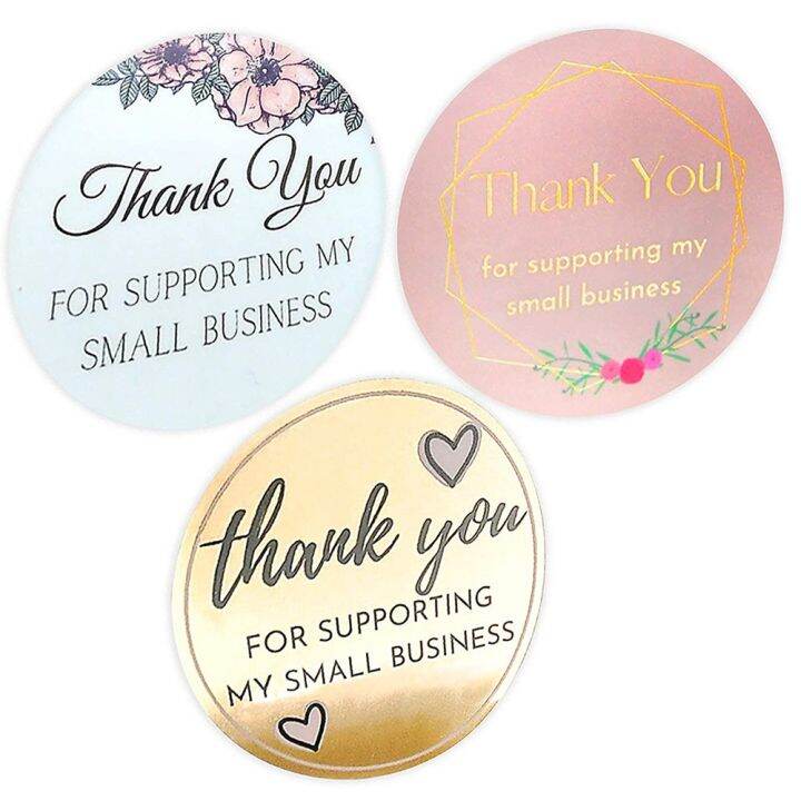 hot-dt-100-500pcs-thank-you-supporting-small-business-floral-sticker-label-scrapbooking-stationery