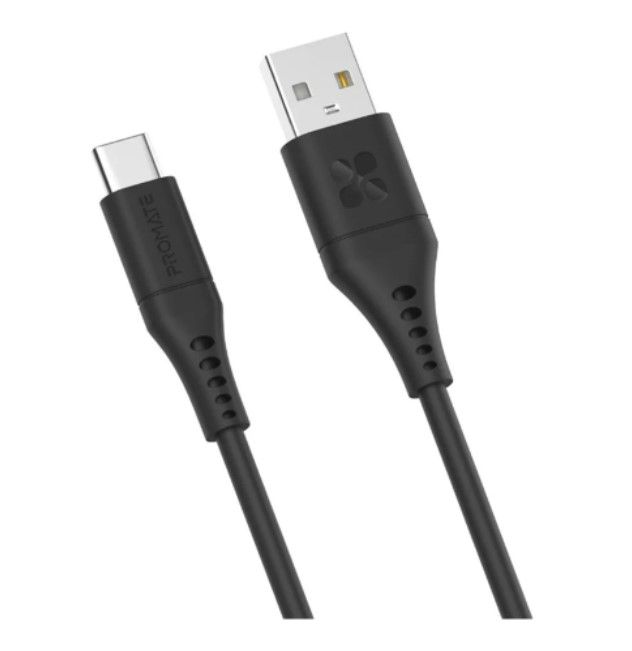 CHARGER CABLE (สายชาร์จ) PROMATE USB-A TO USB-C POWERLINK-AC200 2 METER (BLACK)