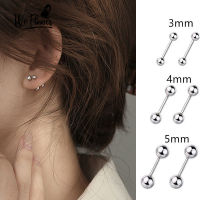 We Flower Unisex Ins ขนาดเล็กสแตนเลสทรงกลมต่างหู Stud เครื่องประดับแฟชั่นที่เรียบง่าย 1 คู่ 3mm / 4mm / 5mm