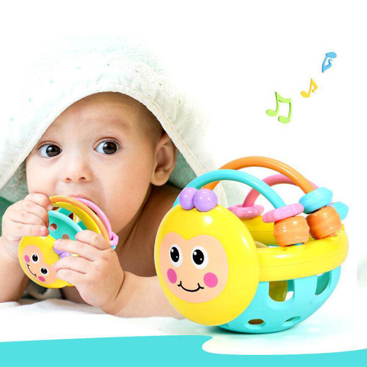 Soft Rubber Cartoon Bee Hand Knocking Rattle Dumbbell Baby Early ...