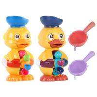 Toddler Bath Toy Funny Yellow Duck Bathing Toy With Rotatable Waterwheel And Eyes Water Scoop Strong Suction Cups Kids Birthday Gifts For 2-4 Years Boys Girls chic