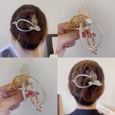 Korean pearl fishtail clip temperament hairpin exquisite headdress