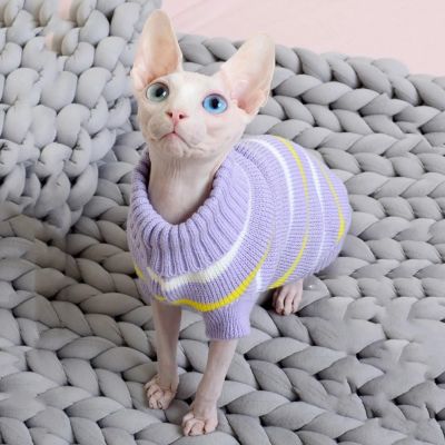 เสื้อฮู้ดเสื้อกันหนาวแบบถักเสื้อผ้าแมวสฟิงซ์สำหรับลูกสุนัขลูกแมวเครื่องแต่งกายสุนัขแมว