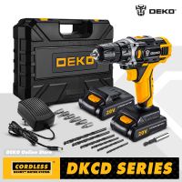 DEKO Sharker 20V Electric Cordless Drill with LED Light Lithium Battery Mini Power Driver for Woodworking Home DIY Screwdriver