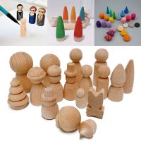 10PCS Beech Wooden Peg Dolls Baby Toys Unpainted Figures Hard Wood Dolls Kids Printed DIY Crafts Blank Handmade Dolls Toys Gift