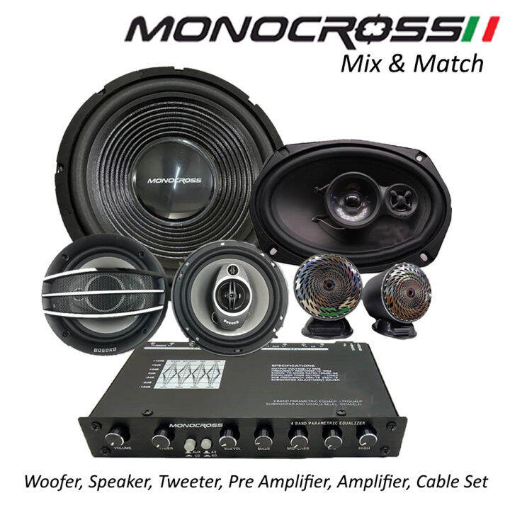 🔥 Amplifier + Woofer Combo Set 🔥 Monocross 2 / 4 / Channel Power