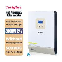 Techfine 220Vac 3Kw 24V อินเวอร์เตอร์3000W จอแสดงผล LCD ไฮบริดพลังงานแสงอาทิตย์ตัวควบคุมที่ชาร์จ MPPT เครื่องแปลงกระแสไฟฟ้ากับ