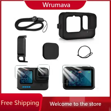Protective Silicone Case for GoPro Hero 12 11 10 9 Black Tempered Glass  Screen Protector Film Lens Cap Cover Go Pro Accessory