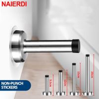 NAIERDI Rubber Stainless Steel Door Stopper Bathroom Door Stop Heavy Duty Wall Mount Bumper Non-magnetic Door Holder Door Catch