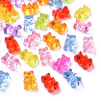 200pc  Transparent Acrylic Beads Bear Mixed Color 12x8x6mm Hole: 1.6mm