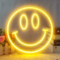 Yellow Smiley Face Led Neon Sign Night Lighting Sign Wall Decor Bedroom Childrens Room Holiday Party Decoration Kids Gifts