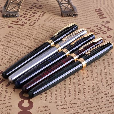 ZZOOI Promotion Wholesale 5Pcs/set Baoer 388 Luxury Gold Clip Fountain Pen Mix Colors 0.5mm Nib Metal Ink Pens Set for Christmas Gift