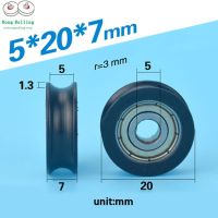 5x20x7 U groove door or window black color nylon bearing bore 5mmSliding wheels/rollers/pulleys diameter 20mmthickness 7mm.