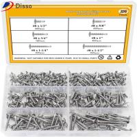 DISSO 270Pcs หัวเวเฟอร์ สกรูเกลียวปล่อยสำหรับโลหะ 410สแตนเลสสตีล #8 สกรูโลหะแผ่น ชุดแยกสกรู สกรูยึดหัวฟิลิปส์ดัดแปลง สกรูเจาะด้วยตนเอง แผ่นโลหะแผ่น