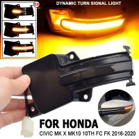 Luz de sinalização dinâmica LED para Honda piscador de água fluindo lâmpada de espelho retrovisor lateral Civic 10th Generation FC1 FK7 2016-2020