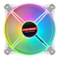 【☊HOT☊】 bvqqqcp Coolmoon 16 Rgb Led ไฮดรอลิกพัดลมทำความเย็นเคสคอมพิวเตอร์ Pc 12Cm เงียบเครื่องทำความเย็นแชสซีหม้อน้ำกับตัวควบคุม4 Pin