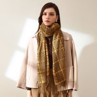 [COD] New imitation cashmere scarf winter womens warm printed plaid Japan and South Korea sweet shawl mid-length