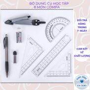 Bộ thước kẻ compa 8 món chuyên dụng cụ học tập cho học sinh eke thước kẻ