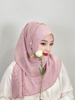 มุสลิมลายสก๊อต Hijab กับเจาะ Hijab อาหรับ Hijab ผู้หญิง Hijab เงานุ่มสวมใส่ง่ายพู่ Hijab ตุรกี Head Wrap ผ้าพันคอ