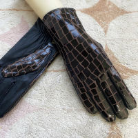 Womens Natural Sheepskin Leather Thicken Warm Glove Female Fashion Genuine Leather Driving Glove R1586