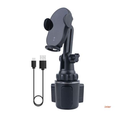 inter Universal Car Qi 15W Wireless Charger Cup Mobile Phone Holder Mount Automatic Infrared Smart Sensor Clamping Mount