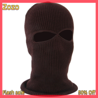 Zozo ✨Ready Stock✨ ฤดูหนาวถักหมวกอบอุ่นนุ่ม2หลุมเต็มใบหน้าหมวกสกี COVER HOOD Army tactical