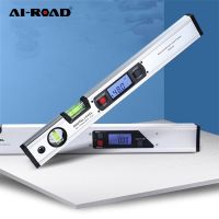 ◐▲ AI-ROAD Digital Protractor Angle Measuring Instrument Slope Meter Electronic Level 360 Degree Level Slope Test Ruler 400mm 1Pc