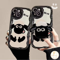 เคสลายแกะที่สร้างสรรค์สำหรับ A1 Redmi 10C 10A 12C 9 A2 9T 10 9A 12 9C NFC Note 11 8 10 12 12 9 10S 11S Pro Max Poco X5 M3 Mi 12 11 Lite น่ารัก Shaun เคสขอบโค้งลายคลื่นแกะ