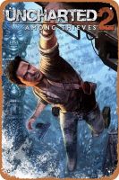 Uncharted 2ในหมู่โจรโปสเตอร์เกม,เกมป้ายดีบุกโลหะ,8X12Inch เครื่องตกแต่งฝาผนังย้อนยุควินเทจ