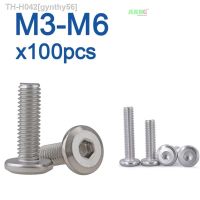 100pcs/lot 304 Stainless Steel Large Flat Hex Hexagon Socket Head Allen Screw Furniture Screw Connector Joint Bolt M3 M4 M5 M6